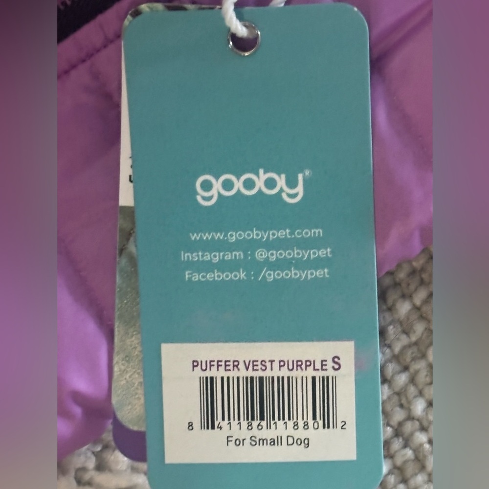 NWT Gooby Puffer Dog Vest with leash ring, Purple, Small - Picture 3 of 5